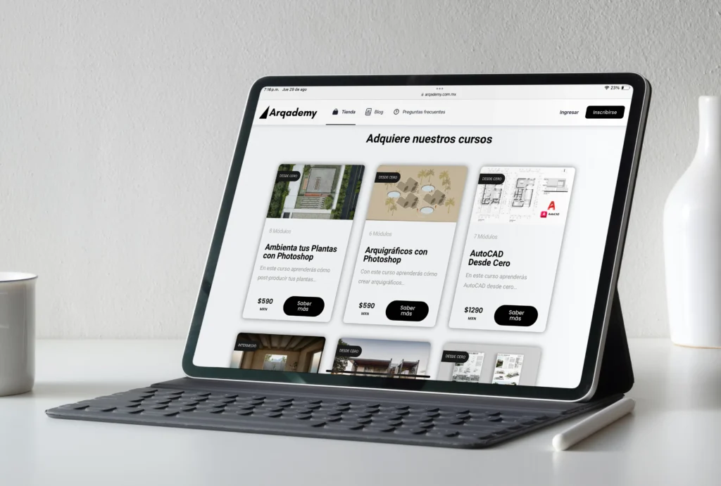 Mockup de Arqademy